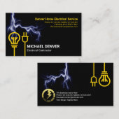 Gele Bulb Power Plug Blue Lightning Electricia Visitekaartje (Voorkant / Achterkant)