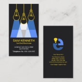 Gele Bulbs Blue Light Electrical Contractor Visitekaartje (Voorkant / Achterkant)