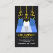 Gele Bulbs Blue Light Electrical Contractor Visitekaartje (Voorkant)