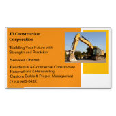 Gele Bulldozer Bouw Aannemer Magnetisch Visitekaartje (Voorkant)