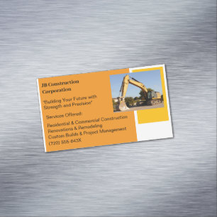 Gele Bulldozer Bouw Aannemer Magnetisch Visitekaartje
