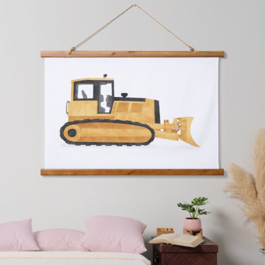 Gele Bulldozer Constructie Kinder Room Decor Hangend Wandkleed (Slaapkamer)
