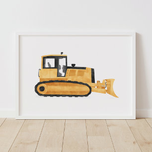 Gele Bulldozer Constructie Kinder Room Decor Poster
