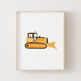 Gele Bulldozer Constructie Kinder Room Decor Poster