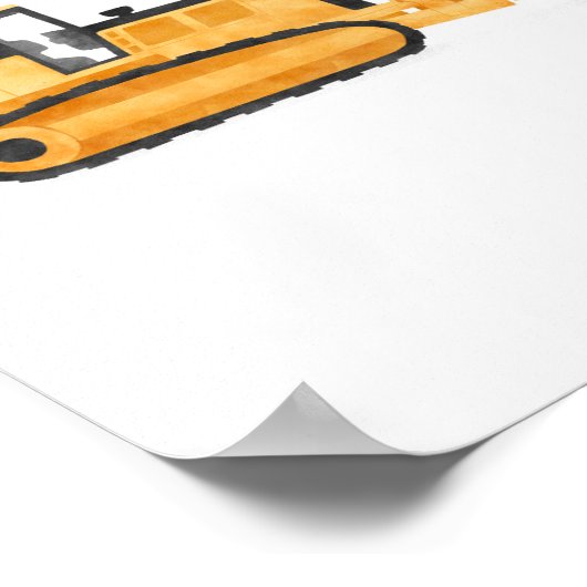 Gele Bulldozer Constructie Kinder Room Decor Poster (Hoek)