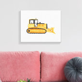 Gele Bulldozer Construction Vehicle Canvas Print (Insitu (Woonkamer))