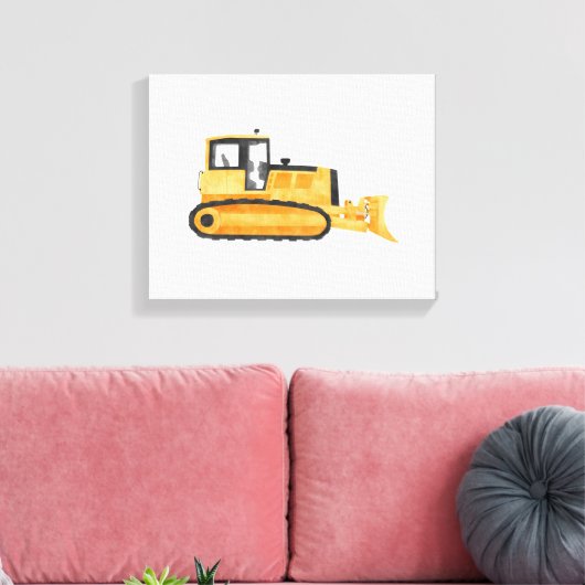 Gele Bulldozer Construction Vehicle Canvas Print (Insitu (Woonkamer))