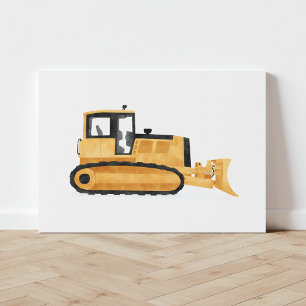 Gele Bulldozer Construction Vehicle Canvas Print