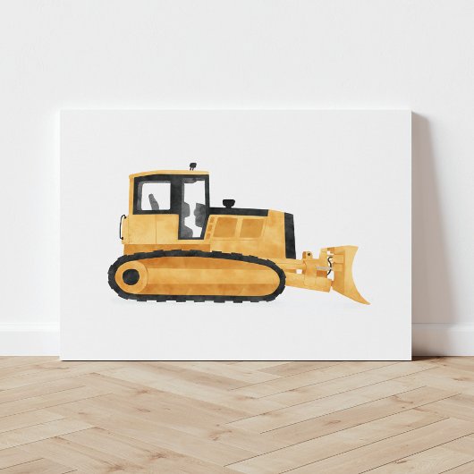 Gele Bulldozer Construction Vehicle Canvas Print