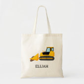 Gele Bulldozer Kinder Gepersonaliseerde Bouw Tote Bag (Voorkant)