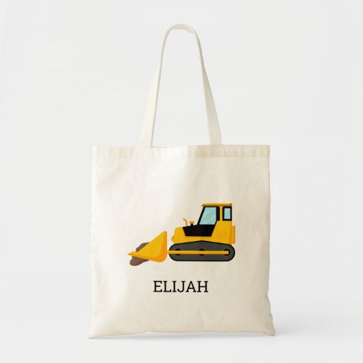 Gele Bulldozer Kinder Gepersonaliseerde Bouw Tote Bag (Voorkant)
