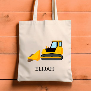 Gele Bulldozer Kinderen Gepersonaliseerde Bouw Tote Bag