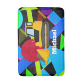 Gele Bulldozer, kleurrijke geometrische vormen, na Badmat (Voorkant Verticaal)