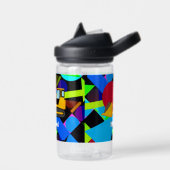 Gele Bulldozer, kleurrijke geometrische vormen, na Waterfles (Links)