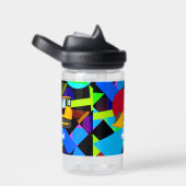 Gele Bulldozer, kleurrijke geometrische vormen, na Waterfles (Rechts)