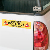 GELE Bumpersticker met gat: WAARSCHUWING GAT (Op Truck)