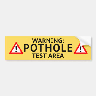 GELE Bumpersticker met gat: WAARSCHUWING GAT