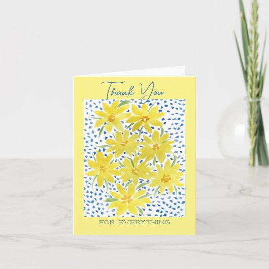 Gele Bunch van Daisies Flat Dank je Kaart (Voorkant)