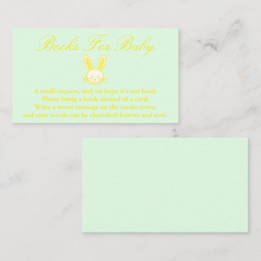 Gele Bunny Baby showers boeken voor Baby Kaart (Voorkant / Achterkant)