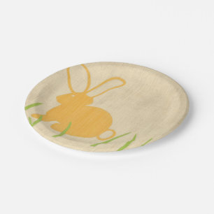 Gele Bunny en groene gras door Chariklia Zarris Papieren Bordje