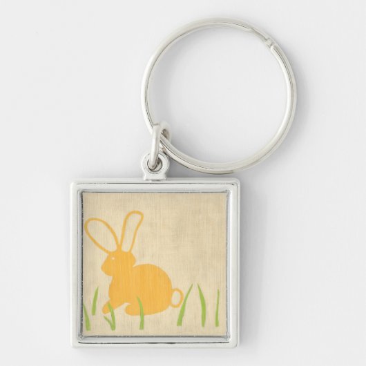 Gele Bunny en groene gras door Chariklia Zarris Sleutelhanger (Voorkant)