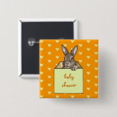 gele bunny-in-the-box vierkante button 5,1 cm (Voorkant /achterkant)