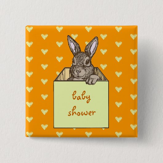 gele bunny-in-the-box vierkante button 5,1 cm (Voorkant)
