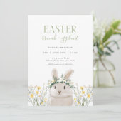 Gele Bunny Paasbrunch & Egg Hunt Uitnodiging (Staand voorkant)