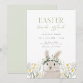 Gele Bunny Paasbrunch & Egg Hunt Uitnodiging (Voorkant / Achterkant)