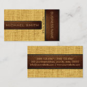 Gele Burlap Linen Rustic Jute Kijk Leder Visitekaartje (Voorkant / Achterkant)
