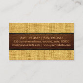 Gele Burlap Linen Rustic Jute Kijk Leder Visitekaartje (Achterkant)