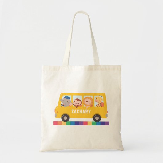 Gele bus en koe Kinder dieren Tote Bag (Voorkant)
