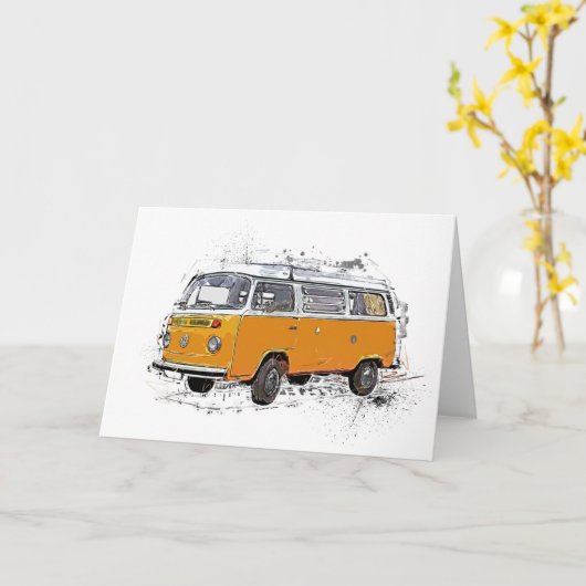 Gele bus gevouwen Wenskaart Kaart (Gele Bloem)