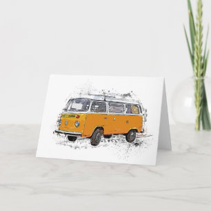 Gele bus gevouwen Wenskaart Kaart