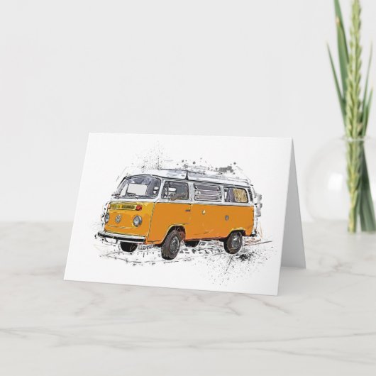 Gele bus gevouwen Wenskaart Kaart (Voorkant)