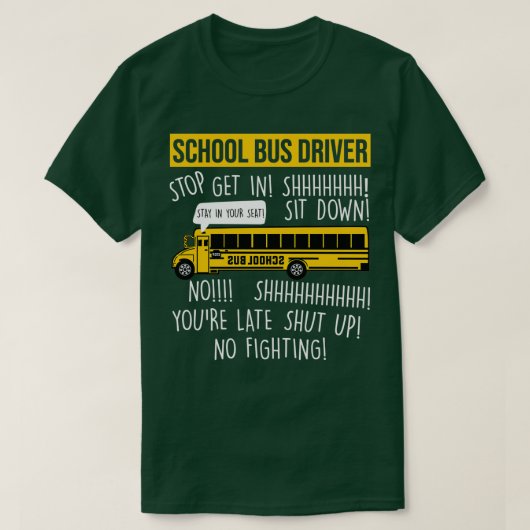 Gele bus Operator Shirt School Stop (Design voorkant)