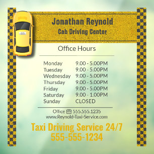 Gele Business Cab Driver Taxi Service Raamsticker