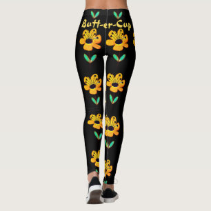 Gele Buttercup bloem - zwart Patroon Yoga Leggings
