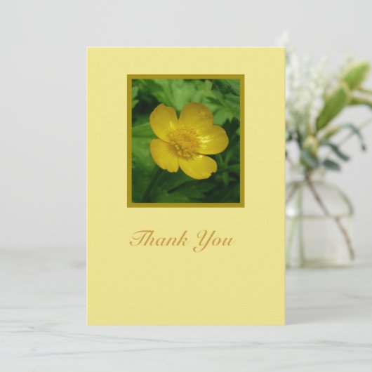 Gele Buttercup Floral Sympathie Hartelijk dank Bedankkaart (Staand voorkant)