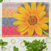 Gele buttercup met pastaafstripes personaliseren theedoek (Gevouwen)