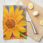 Gele buttercup met pastaafstripes personaliseren theedoek (Quarter Fold)