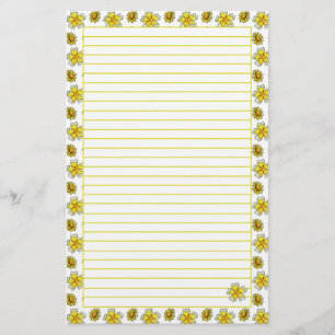 Gele Buttercup Waterverf Painted Flowers Lined Briefpapier