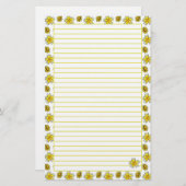Gele Buttercup Waterverf Painted Flowers Lined Briefpapier (Voorkant / Achterkant)