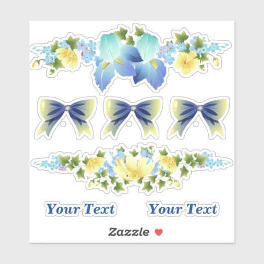 Gele Buttercups en blauwe Iris Scrapbook Stickers (Vel)