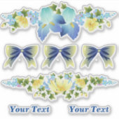 Gele Buttercups en blauwe Iris Scrapbook Stickers (Voorkant)
