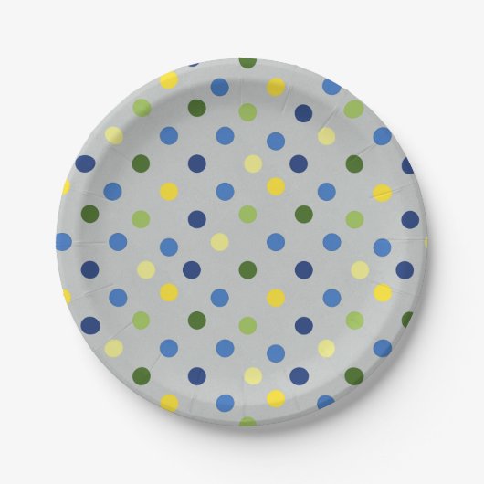 Gele Buttercups en Blue Iris Dot Papieren Bordje (Voorkant)