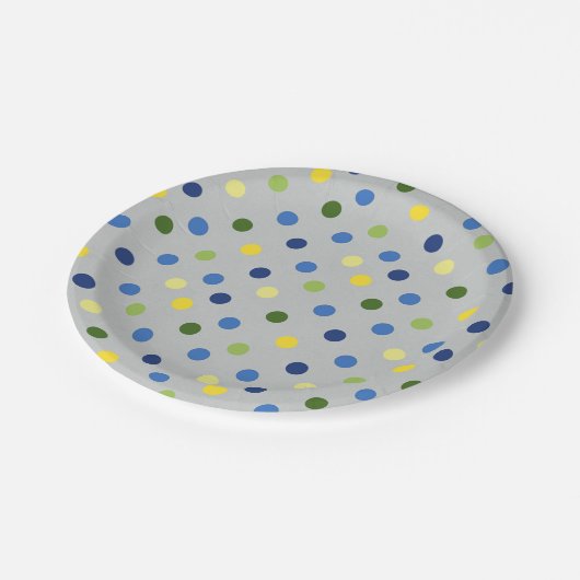 Gele Buttercups en Blue Iris Dot Papieren Bordje (Gekanteld)