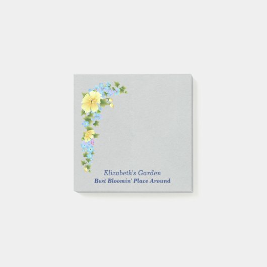 Gele Buttercups en Blue Iris Post-It Notes (Voorkant)