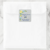 Gele Buttercups en Blue Iris Square Stickers (Tas)