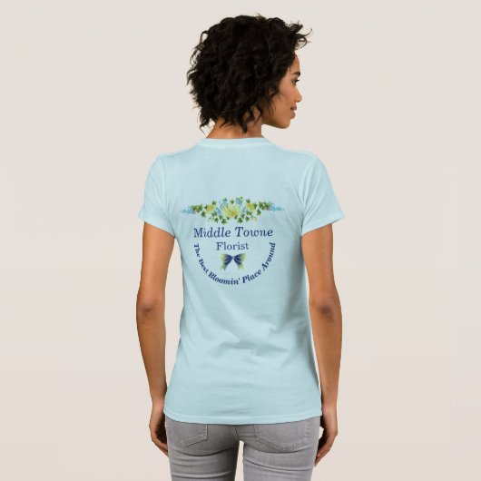 Gele Buttercups en Blue Iris T-shirt (Achterkant volledig)